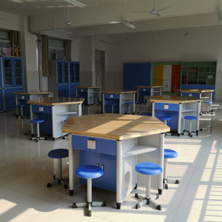 学校学生铝架实验六角桌科学六边桌电脑桌功能室桌子物理化学实验