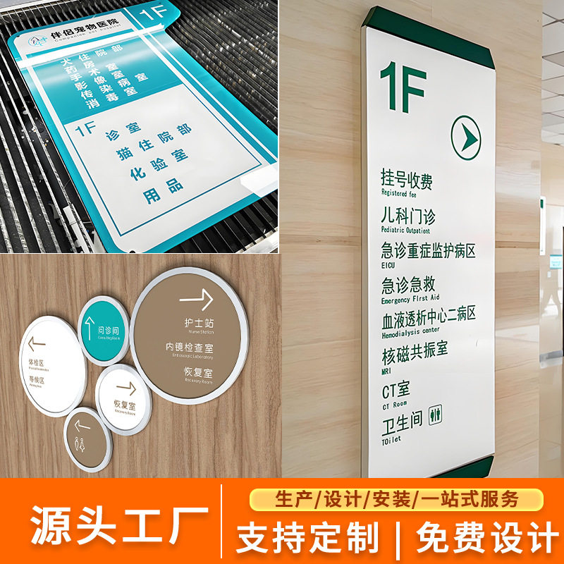 医院不锈钢楼层指示牌定制院区镀锡板引导牌标识定做广告牌