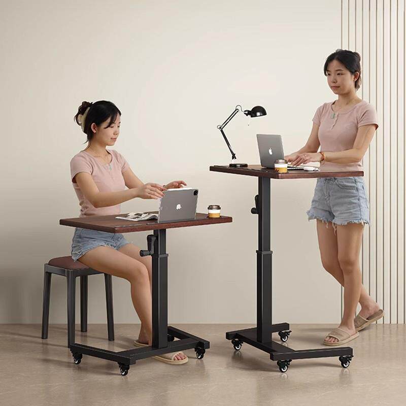 木升降电脑桌可移动床边桌子家用站立式工作台简易学习折叠书桌