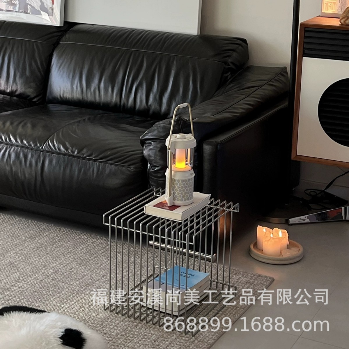 跨境外贸铁艺条边创意组合家用金属书架置物架床头柜家用收纳架