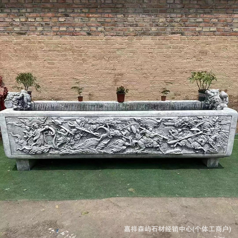 复古老石槽水景鱼缸鱼池摆件