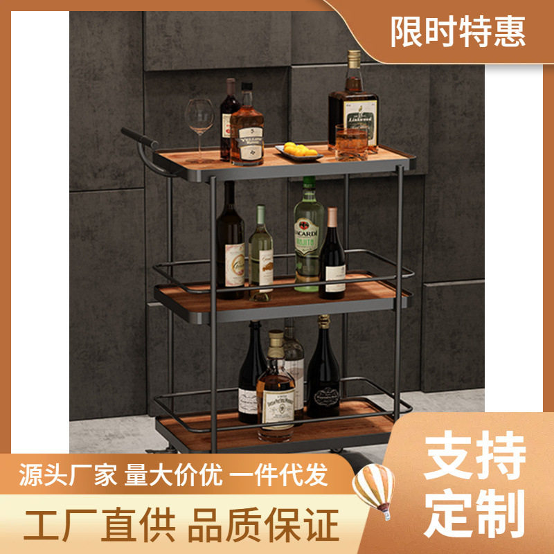 酒店餐厅三层铁艺移动餐车