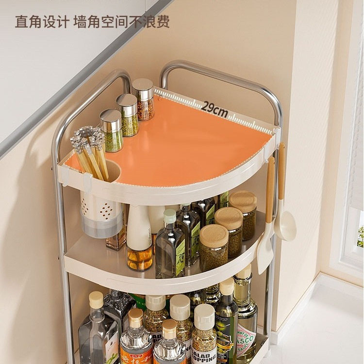 厨房不锈钢置物架家用多功能台面转角调料架三角架调味瓶罐收纳架
