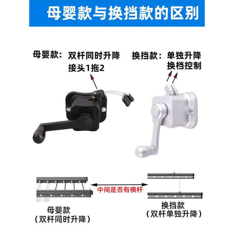 阳台晾衣架手摇器通用晾衣杆升降器配件凉衣晒衣架摇手器手动摇把
