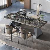 意式 轻奢岩板茶桌椅组合现代简约泡茶台茶艺家用高端办公室桌一体