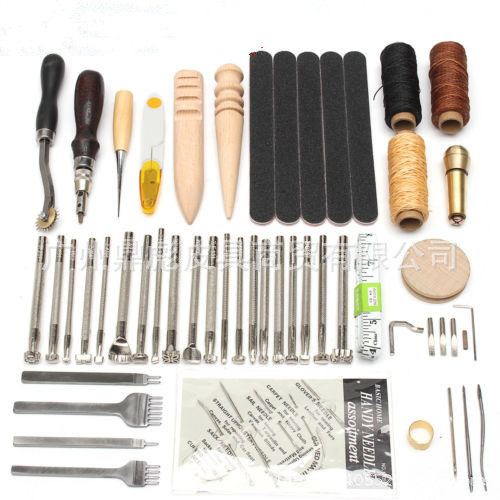 DIY皮革工具 DIY59件皮革工艺套装 手缝菱斩手工皮艺工具套装08款