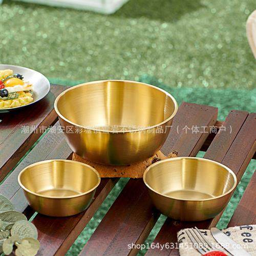 韩式304不锈钢碗商用金色户外料理碗小吃碗备菜碗泡面碗沙拉碗,餐饮具,碗,淘宝优惠券,粉丝福利购,淘宝优惠卷