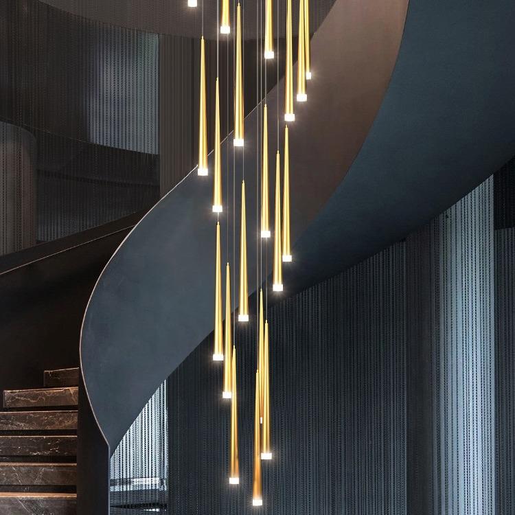 楼梯吊灯现代简约大气家用复式楼客厅loft极简公寓别墅旋转中空灯