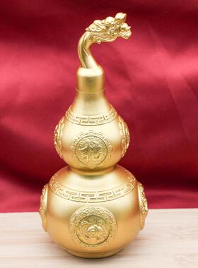 0黄铜龙头葫芦桌面摆件四神兽平安大号开口葫芦铜工艺品办公室摆
