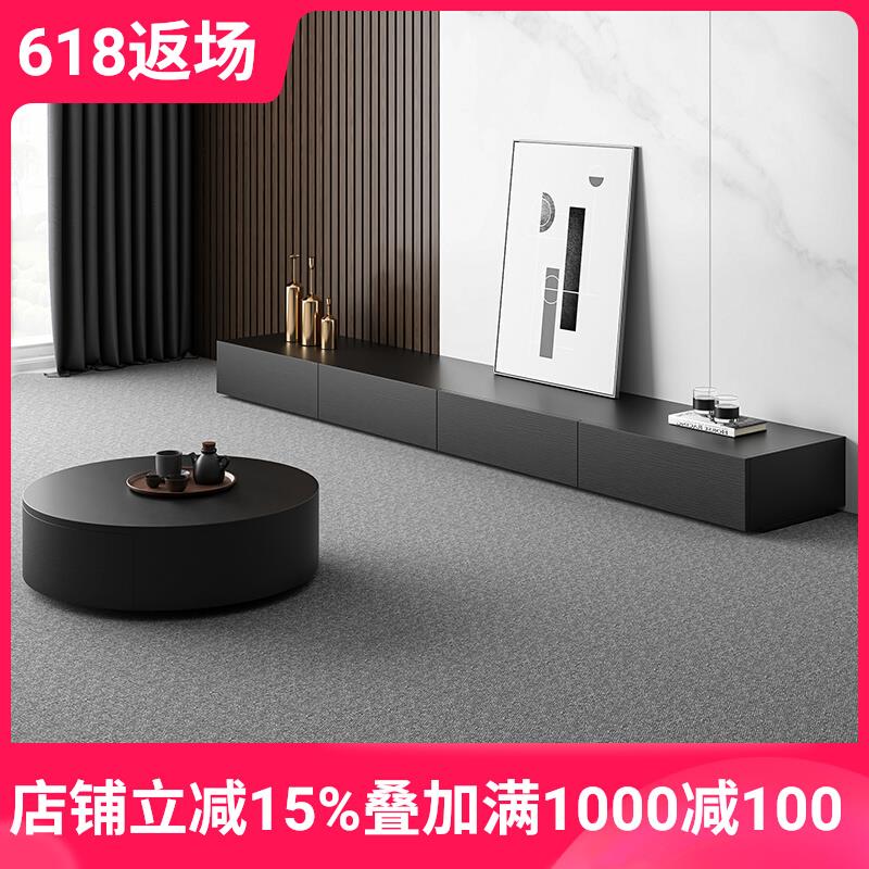 新疆包邮电视柜黑色现代简约小户型客厅茶几电视柜组合北欧实木多