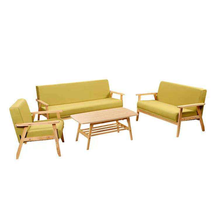 小户型木沙发简约沙发现代租房客厅椅布艺单人双人北欧沙发