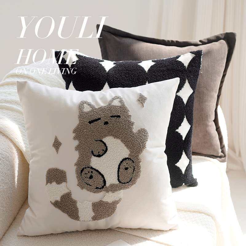 卡通儿童抱枕套猫咪北欧简约ins风客厅轻奢民宿沙发床头靠垫靠枕