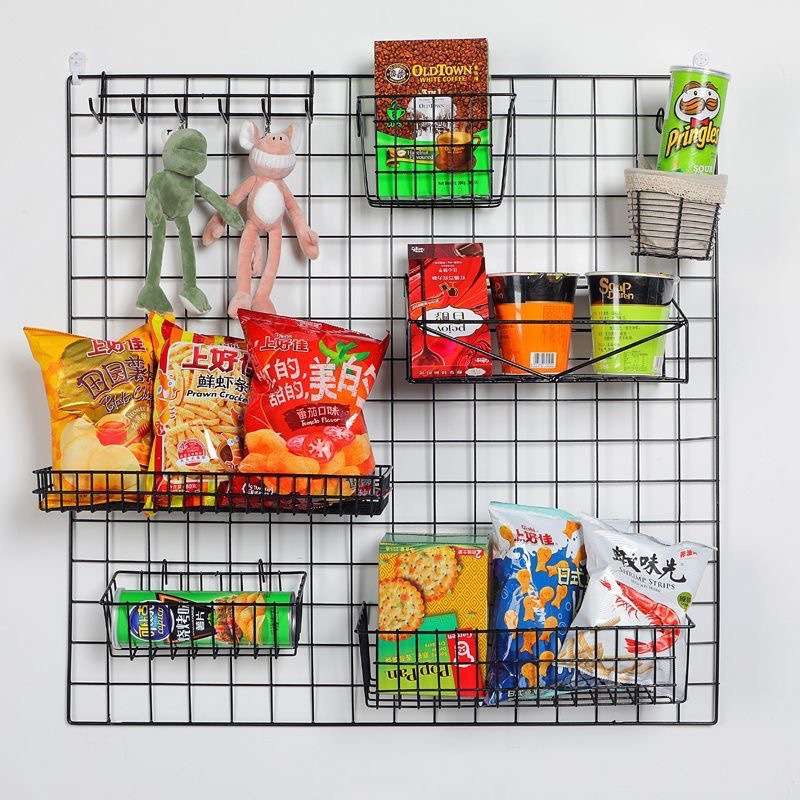 ins挂篮托盘铁丝网格置物架挂篮超市家用收纳整理 网片洞板置物篮
