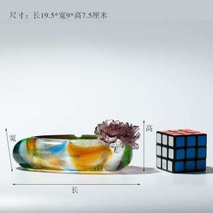 琉璃富贵花烟灰缸办公室老板桌工艺品摆件送老板领导实用礼品