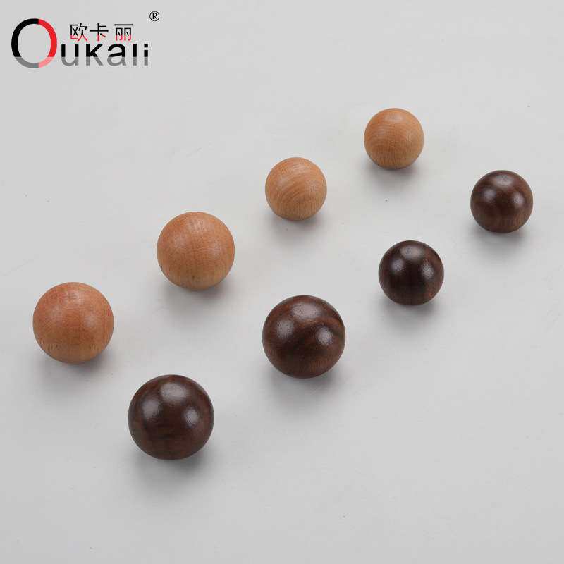 日式简约抽屉拉手原木衣柜门实木把手北欧橱柜鞋柜单孔圆球小拉手