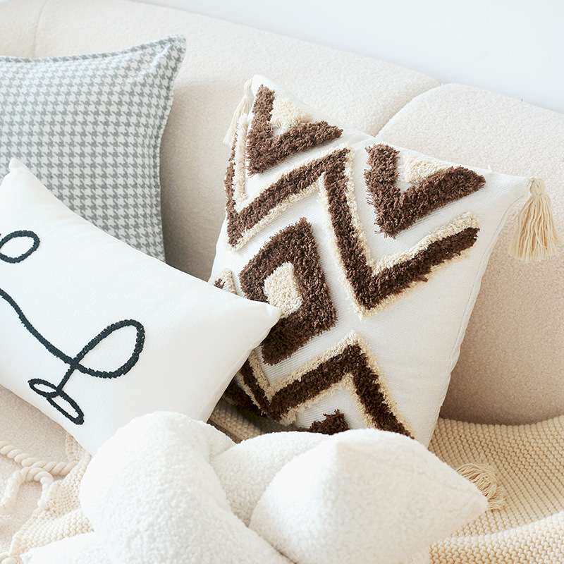 游梨白色印第安轻奢沙发抱枕套北欧ins风床上靠枕床头客厅腰靠垫