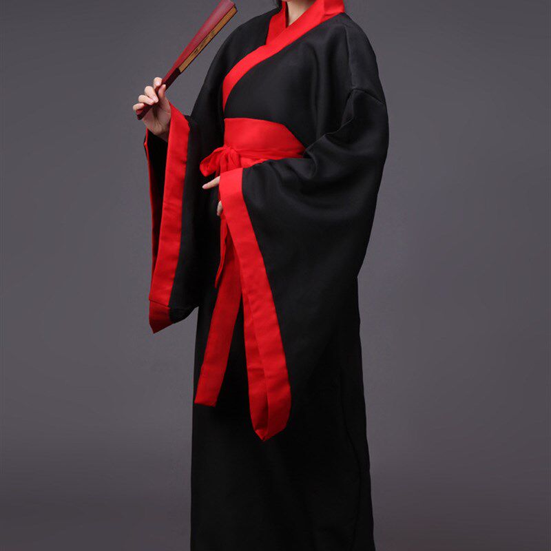 汉服男男士曲裾书生m 男士黑色汉服直裾深衣华服唐装古装古代服装