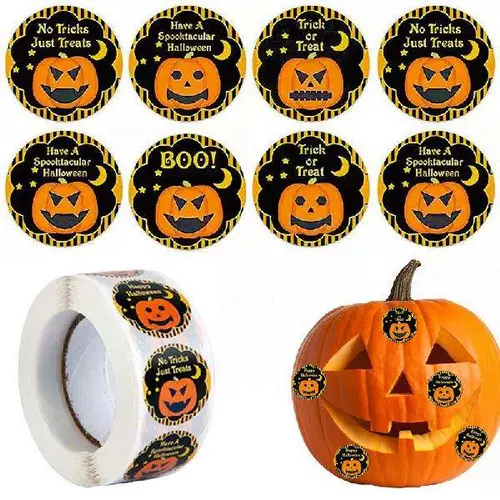 Тыква осенние наклейки 500pcs/roll 8 Pattern Pumpkin