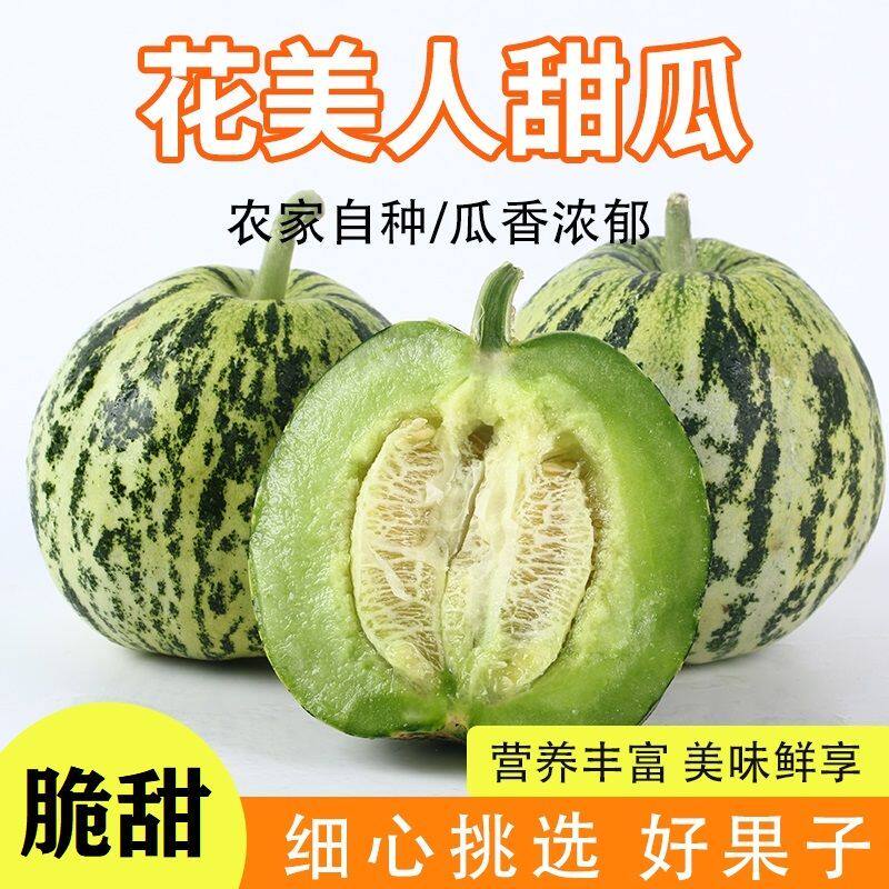 现摘花美人甜瓜新鲜水果八里香甜瓜香瓜花姑娘瓜蜜瓜非羊角蜜