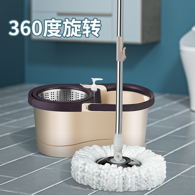 速发圆头通用度旋转拖把双驱用加强杆家动吸水自拧水自动带桶拖布