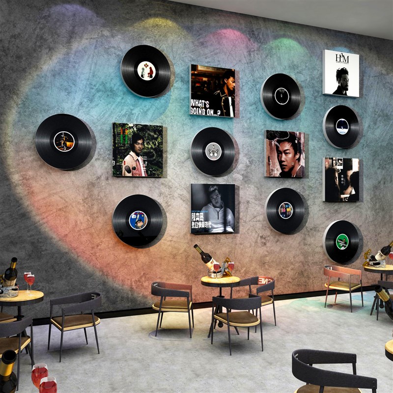 速发陈奕迅墙贴黑胶唱置工业风酒吧场景布片烧烤店墙面装饰品创意