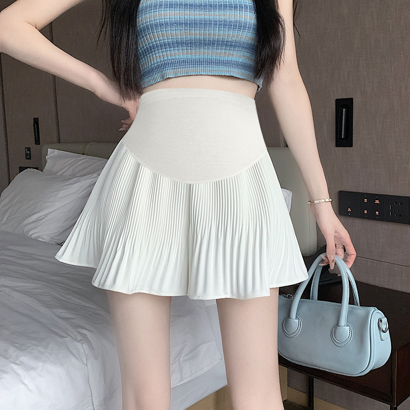 速发孕妇半身裙夏季薄款外穿5褶裙裤2节2百新款可调0短裤a字阔腿