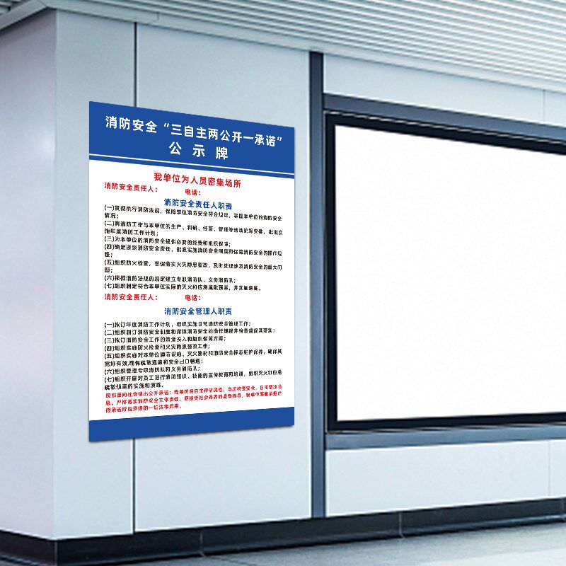 速发安全三自主两公开一承诺公示栏责任人管理人职责告知书宣传牌