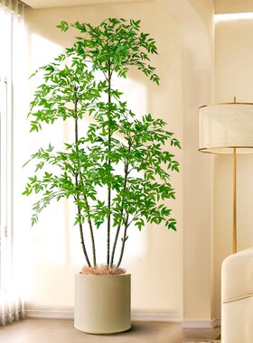 速发南天竹假花花摆设大型绿饰盆栽室内客厅落地装植仿生植物