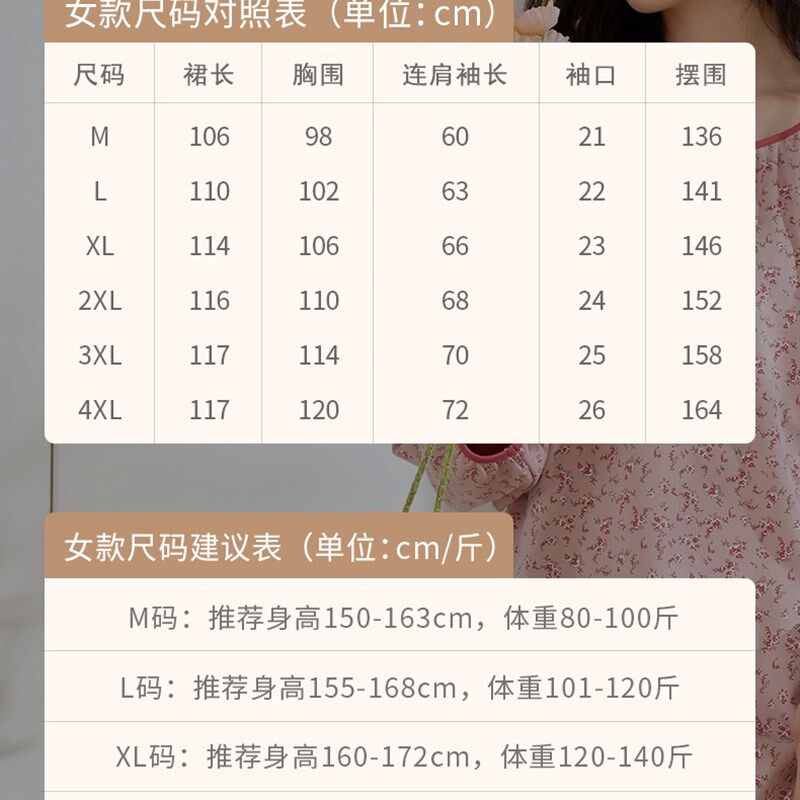 速发纯棉睡裙2025新款春长袖甜美公主风碎花可外穿高级连衣裙子