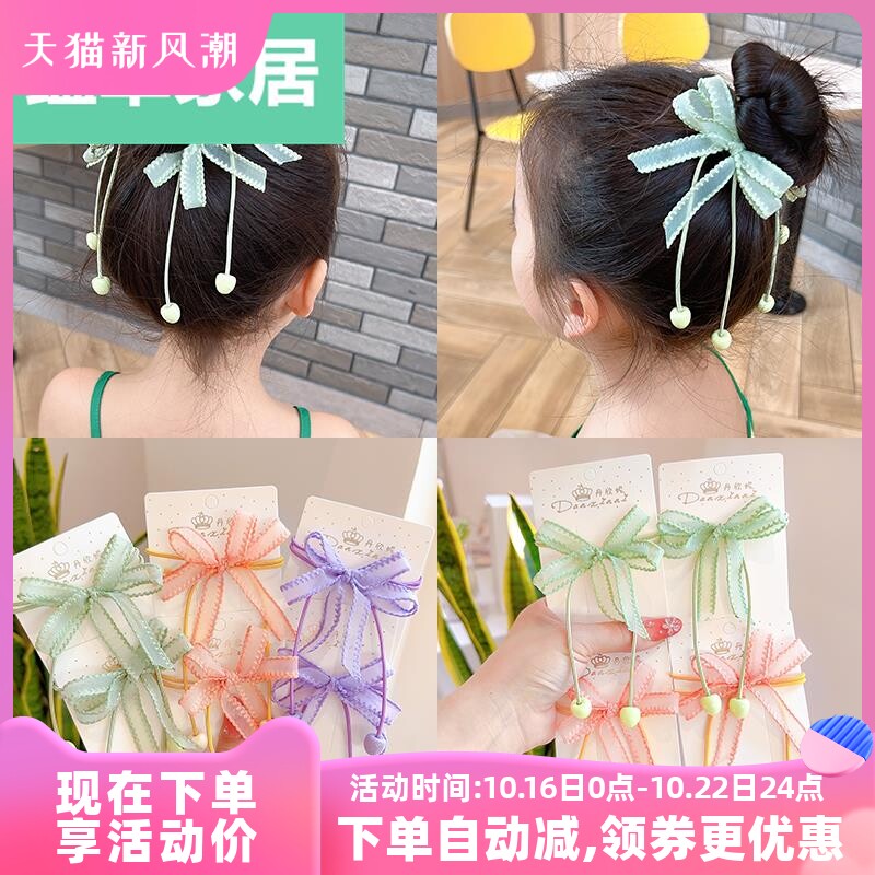 现货速发儿童扎丸子头蝴蝶结发圈新款小公主汉服头饰童发圈发圈发