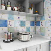 田园复古厨房灶台耐高温防油烟贴纸防水墙纸墙面装 饰瓷砖贴墙贴画