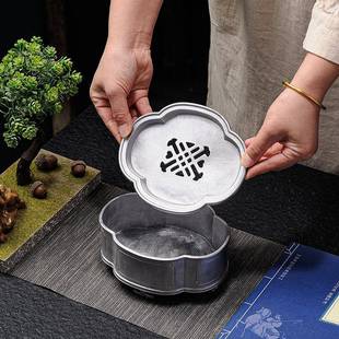 复古简约锡茶盘家用办公室储水干泡盘小茶盘茶海干泡台茶托盘 中式