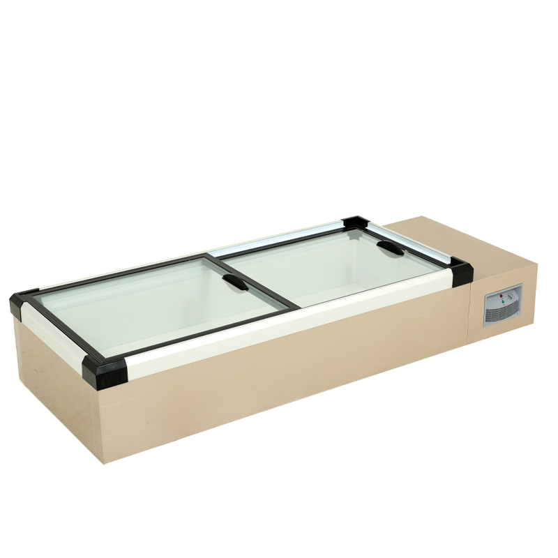 冷柜台式冷冻海鲜柜 商用卧式冰柜台面烧烤麻辣烫玻璃门展示柜