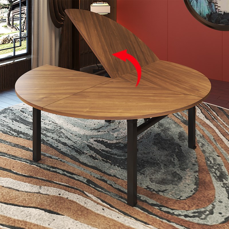 四分可折叠圆桌面4折圆桌台面板10/12/14/16人家用大圆桌餐桌圆形