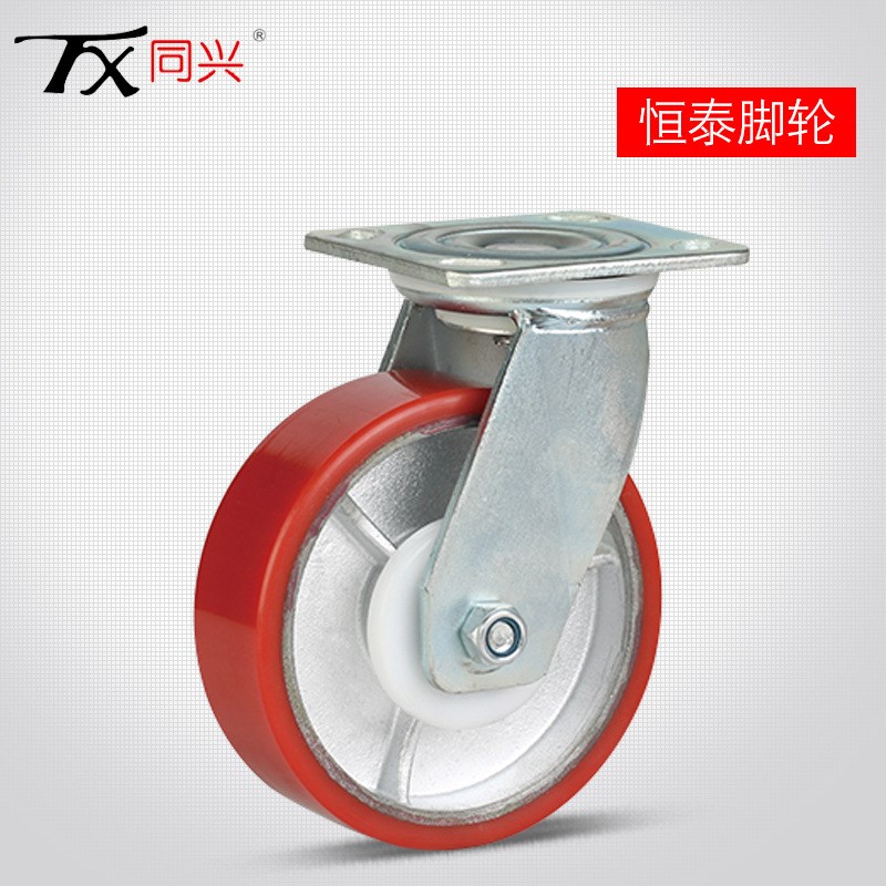 重型4寸5寸6寸8寸铸铁芯万向轮聚氨酯PU脚轮工业手推车轮子轱辘