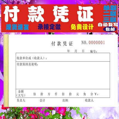 通用付款凭证收款凭证财务会计凭证单二三联定制付款申请单请款单