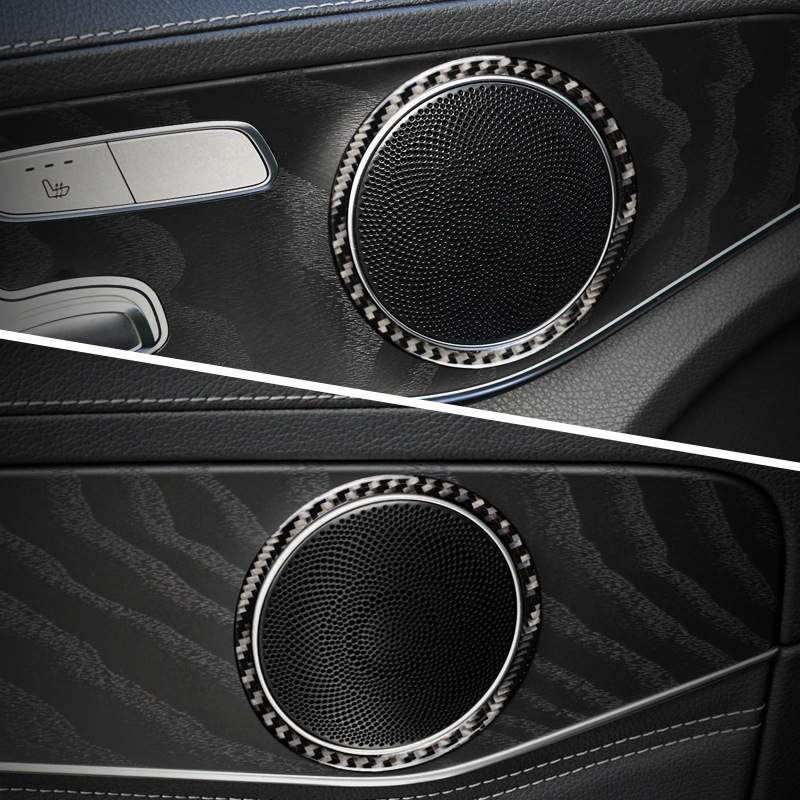 适用于奔驰新C级C200lglc260 300新E300le320l车门音响框碳纤维贴
