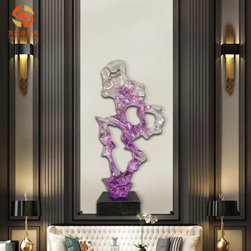 透明紫玉成烟水晶装饰品玄关桌面工艺品仿水晶树脂摆件