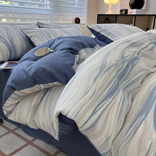 北欧简约全棉四件套南通家纺床上用品三件套纯棉床单被套秋季被罩