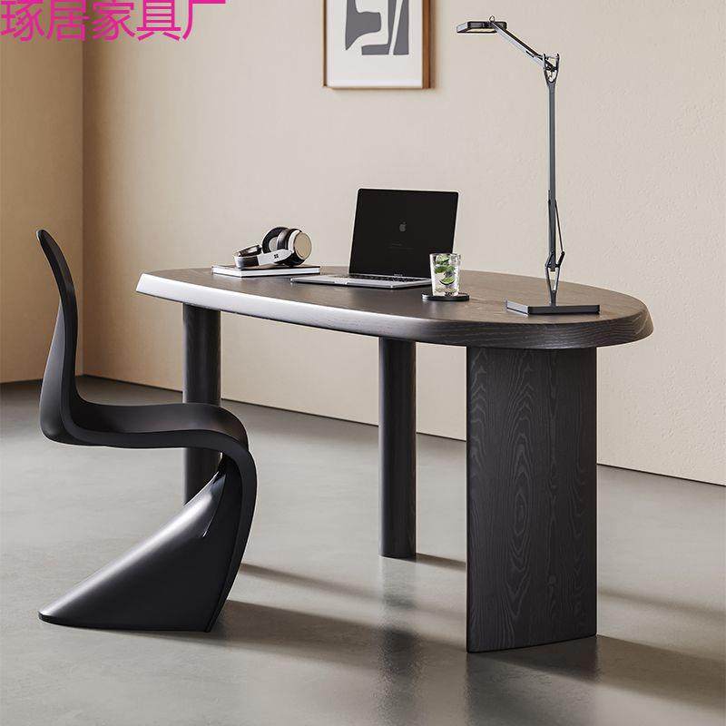 原木实木简约电脑桌书桌椅组合家用客厅书房2024新款个性写字桌子