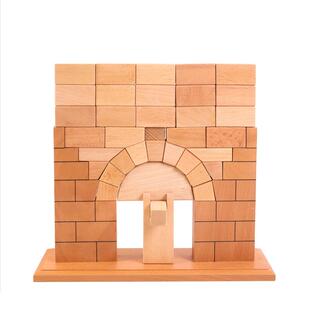 蒙氏感官教具罗马拱桥榉木原色大积木构建平衡积木早教益智玩具