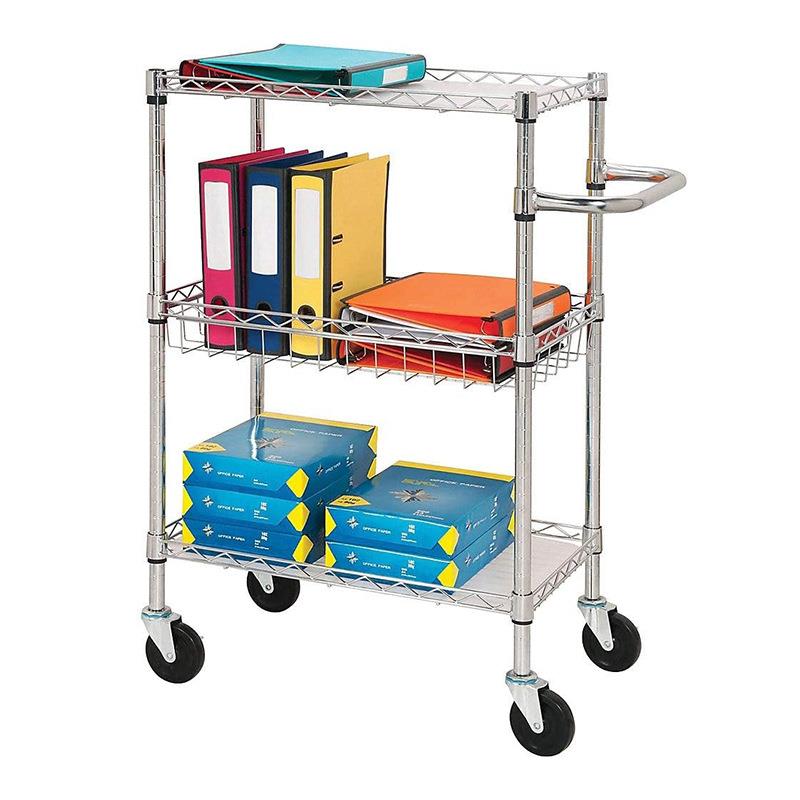 小推车置物架带轮移动仓库周转车车间静音架文件书本收纳工具推车