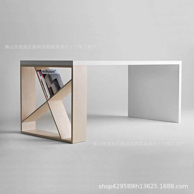 北欧实木会议桌长桌设计师办公桌工作台白色实木餐桌长条家用书桌