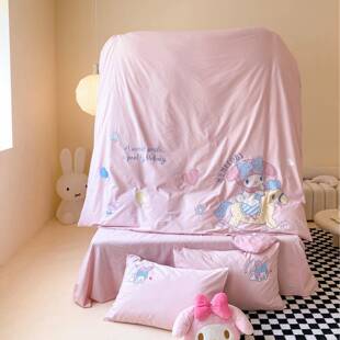 儿童卡通全棉四件套女孩床上用品纯棉3件套可爱被套床单绣花A类kt