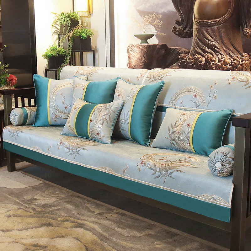 精选沙发垫新中式套笠罩巾 防滑四季通用轻奢抱枕高档定制实木坐