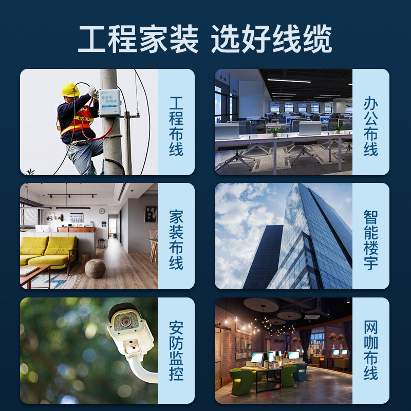 秋叶原六类千兆非屏蔽网线cat6家用监控网线高速路由器宽带 305米