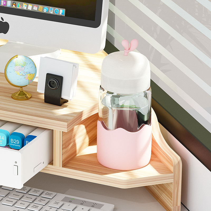 工位电脑增高架办公室木质三角形转角台式显示器屏幕双层垫高支架