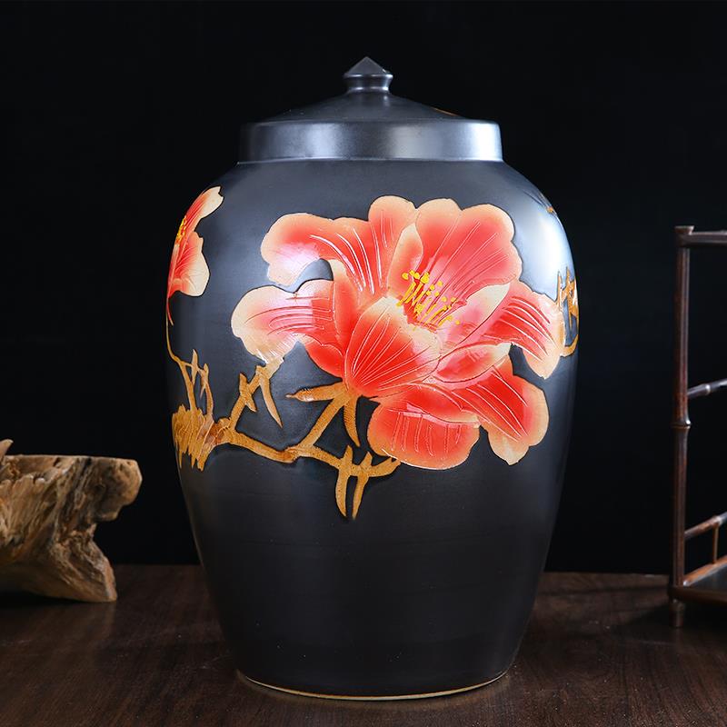 景德镇陶瓷米缸30斤50斤100斤米桶带盖密封家用储物罐水缸酒坛