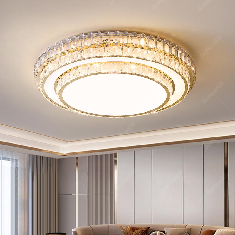 客厅灯主灯圆形吸顶灯2024新款轻奢水晶灯现代简约大气卧室餐厅灯
