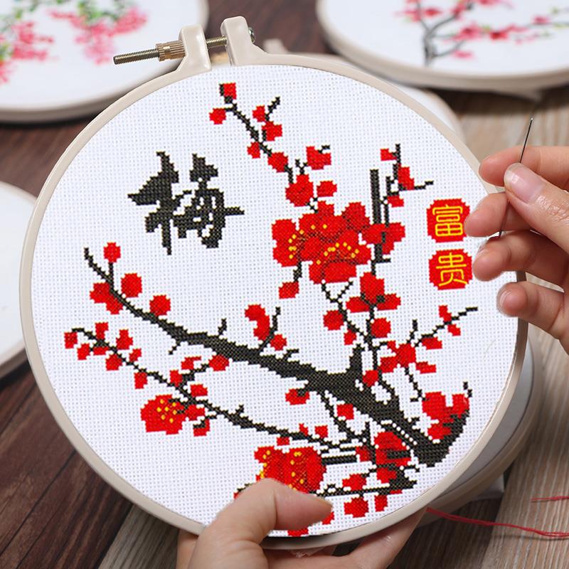 梅兰竹菊十字绣2025新款线绣客厅小件自己手工简单练习非满绣